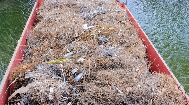 Frachtschiff in der Schleuse Stuttgart