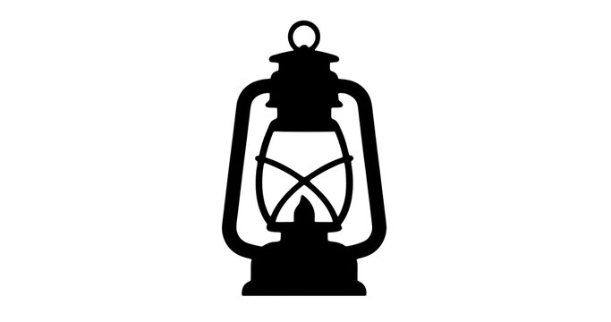 Vintage Lantern Black Silhouette Icon