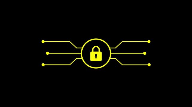 Digital security lock animation on dark background representing data protection and cyber privacy