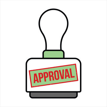Rubber stamp with the word APROVAL in red approval