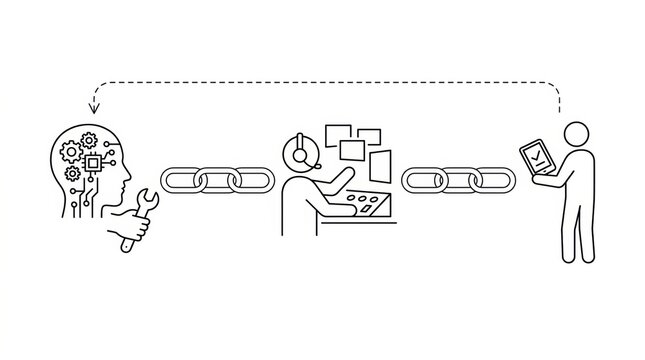 This visual depicts the relationship between AI responsibility and governance, showing human interaction with AI.