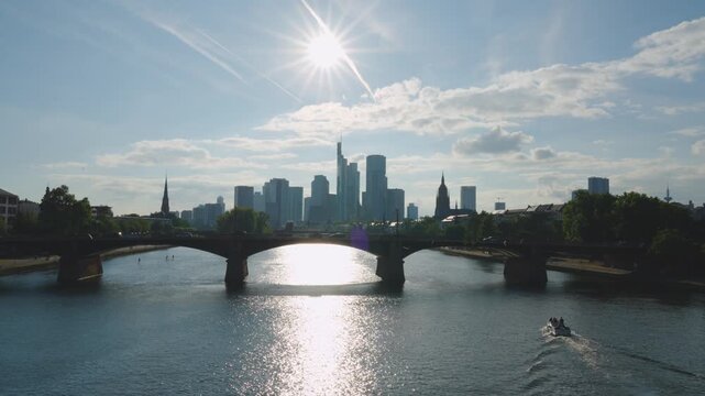  beautiful landscape - frankfurt am main in the summer, at sunset