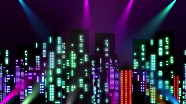 Abstract City Background Animation | Futuristic Urban Skyline Motion Graphics 4K