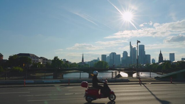  beautiful landscape - frankfurt am main in the summer, at sunset