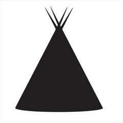 Native American Teepee Tent Black Silhouette Vector  © MdBelal