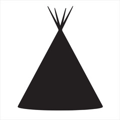 Native American Teepee Tent Black Silhouette Vector  © MdBelal