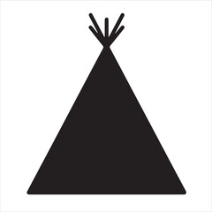 Native American Teepee Tent Black Silhouette Vector  © MdBelal