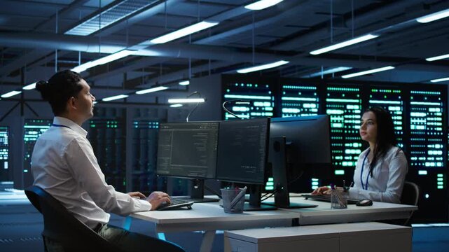 Programming team tracks network traffic within a server infrastructure workspace, aligning network security, data protection and traffic monitoring while protecting operational reliability