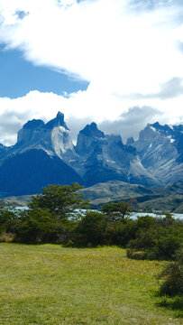 Scenic view of Torres del Paine National Park in Patagonia, Chile
