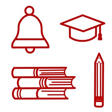 School and Education Line Icon Set Vector Illustration