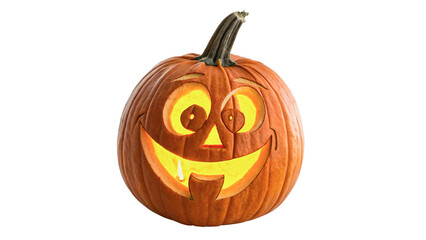 Spooky glowing Halloween pumpkin jack o lantern isolated on transparent background cut out © 1png-stock