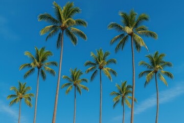 Fototapeta premium Tropical palm trees under sky background