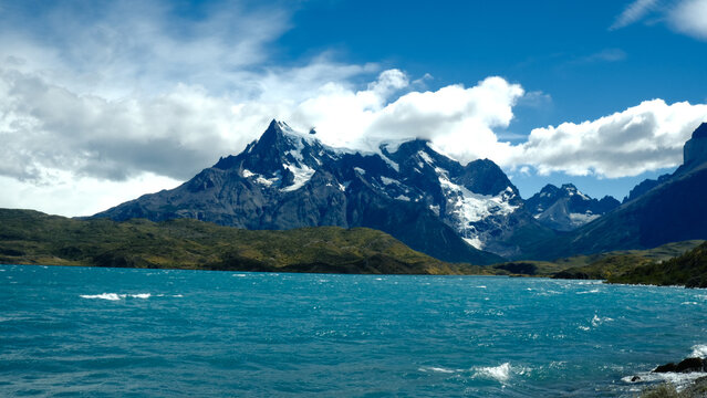 Scenic view of Torres del Paine National Park in Patagonia, Chile