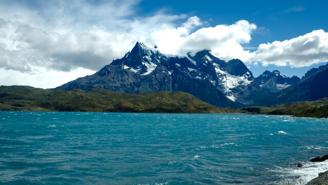 Scenic view of Torres del Paine National Park in Patagonia, Chile