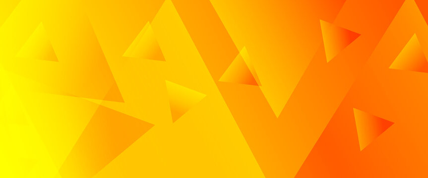 Abstract yellow and orange geometric background with overlapping dynamic triangles and vibrant gradient shapes for modern corporate presentation banner design.