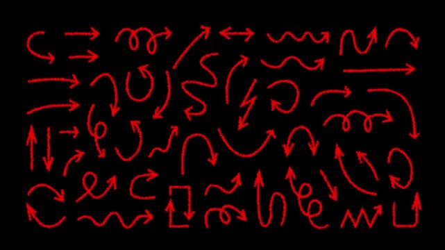 Collection hand drawn arrows. Set simple arrows isolated on white background. Arrow mark icons. Arrow paint .4k motion graphics video animation