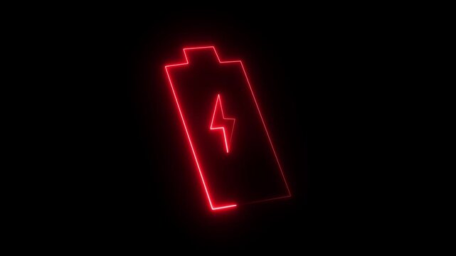 3d Digital lithium ion rechargeable battery symbol. Neon battery icon. battery charging Motion Graphic concept. animation