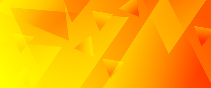 Abstract yellow and orange geometric background with overlapping dynamic triangles and vibrant gradient shapes for modern corporate presentation banner design.