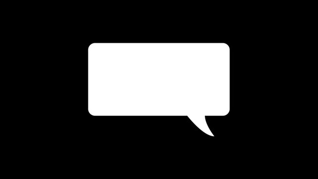 Blank text quote bubble display for text. Speech abstract black background Chroma Key And Alpha Channel Communication copy space Motion Graphic concept. animation