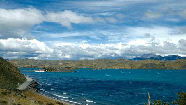 Scenic view of Torres del Paine National Park in Patagonia, Chile