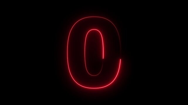 Glowing neon animated number 0. 0 burning number on black background , looping trendy glowing neon numeric number 0. Educational mathematics concept with neon letter. 4k video
