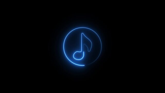 Glowing neon Audio music player icon.Neon line music sign. black background. Motion Graphic concept. animation