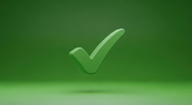 A green checkmark floats in the air on a green gradient background