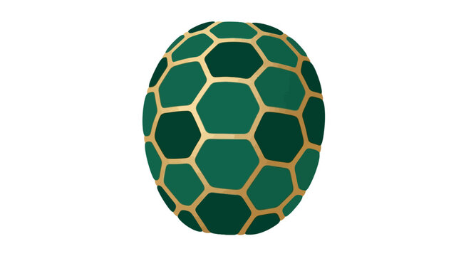 Green and gold turtle shell vector with hexagonal pattern