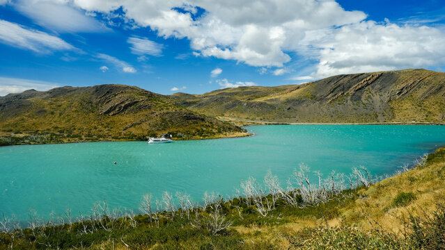 Scenic view of Torres del Paine National Park in Patagonia, Chile