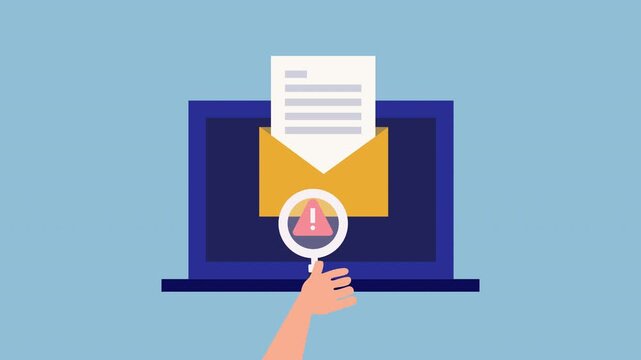 Email scam prevention, Email phishing concept, Stealing information through email fraud 2d Animation with Alpha Matte