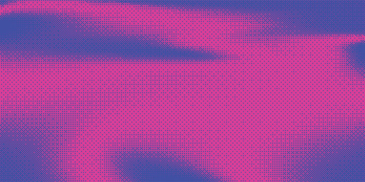 Blue pink bitmap pixel texture. Dotted dither gradient pattern background. 8 bit halftone faded pop art gradation wallpaper. Vanishing raster video arcade game backdrop Ilustration art eps10