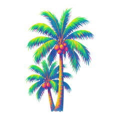 Obraz premium PNG Vibrant tropical palm trees illustration.