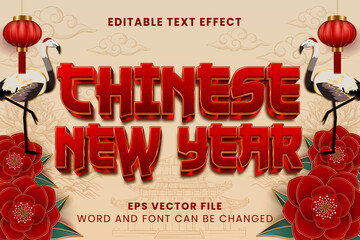 Fototapeta premium Chinese newyear 3d text effect and editable text effect with Chinese ornaments
