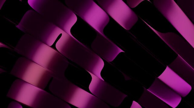 Abstract 4K seamless loop with non-linear, asymmetrical organic shapes shifting fluidly on a vibrant pink, magenta, and deep black high-contrast background for modern tech branding.