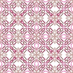 Fototapeta premium Traditional pink and brown ikat geometric seamless pattern with ethnic embroidery flower damask motifs for modern luxury fashion textile print, creative bohemian fabric cloth clothing, wallpaper.