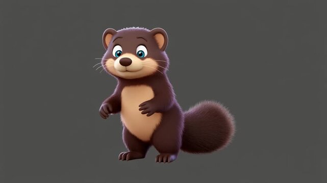 Cute cartoon squirrel character performing a walking animation against a neutral background with subtle lighting