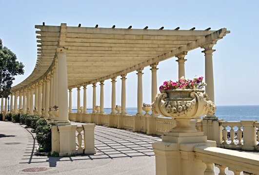 P&eacute;rgola da Foz Porto promenade columns extending seaside. Portugal - Norte