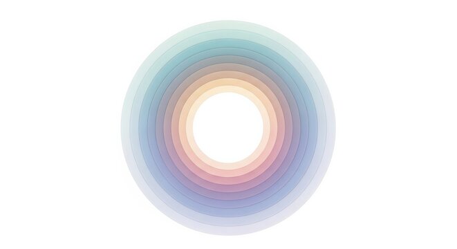 A glowing light illustration shines brightly in the center of colorful concentric circles on a white background.