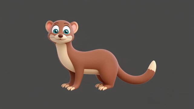 Playful Weasel Character Walking Animation in Studio Lighting with Subtle Camera Movement for Branding
