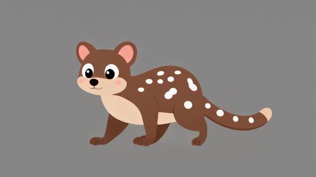Quoll walking animation loop with subtle movement against a neutral background showing playful character