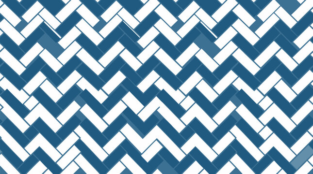 Seamless herringbone pattern in calm blue and crisp white tiles, clean geometric chevron parquet texture, modern vector background for interiors, textiles, packaging and branding projects