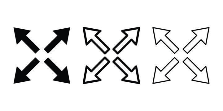 Resize icon silhouette vector, bold outline and line art design