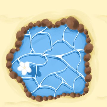 Blue Tide Pool Rocks Beach Illustration