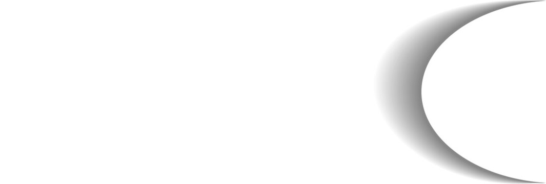 white circular shape with soft gray gradient shadow curve on right side against transparent background