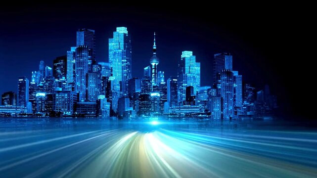 Abstract City Background Animation | Futuristic Urban Skyline Motion Graphics 4K