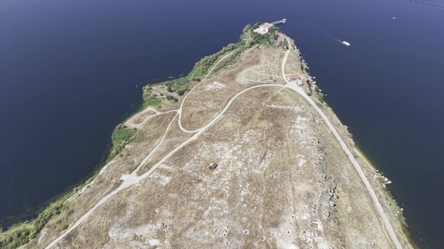 Drone Footage of Juliopolis Necropolis in Cayirhan Nallihan Ankara Turkey Showing Roman Byzantine Tombs and Archaeological Terrain