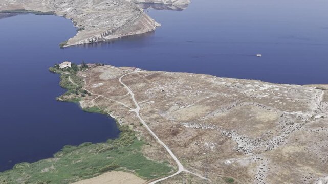 Drone Footage of Juliopolis Necropolis in Cayirhan Nallihan Ankara Turkey Showing Roman Byzantine Tombs and Archaeological Terrain