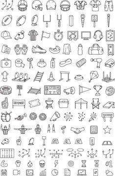 	Football Elements Doodle Line Art Collection