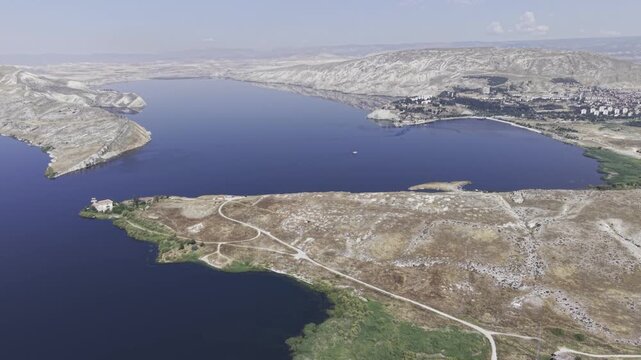 Drone Footage of Juliopolis Necropolis in Cayirhan Nallihan Ankara Turkey Showing Roman Byzantine Tombs and Archaeological Terrain