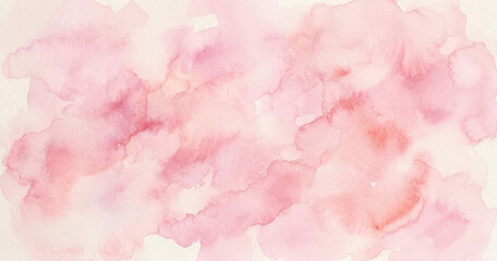 Fototapeta premium Soft pastel pink watercolor wash background, with blended pigment, stains, light rose, paint texture on, textured paper